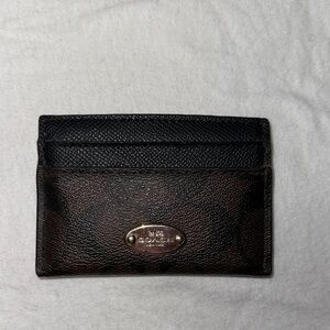 Coach Black and Brown Leather Key & Card Holder